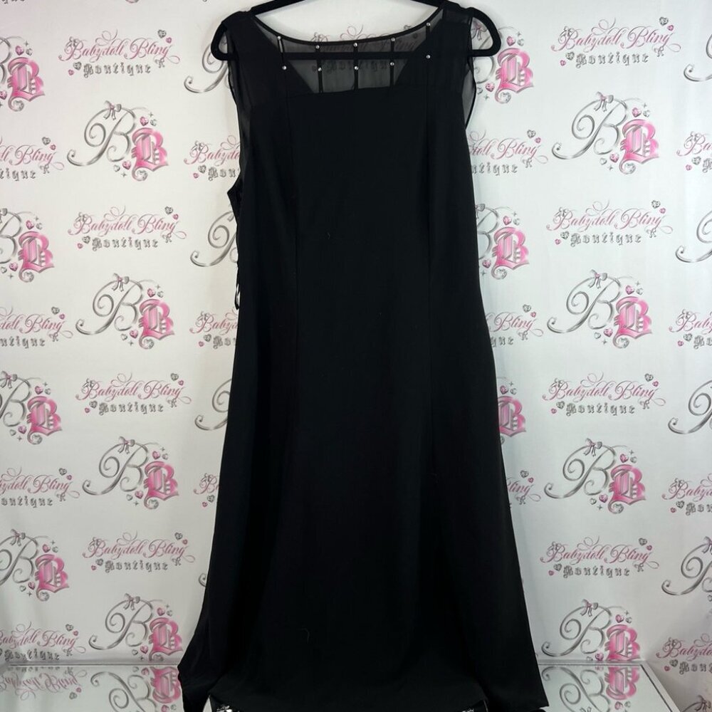 Cleocleo petite dress rhinestone bling cowl neck swoop Black Dress silver detail